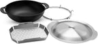 Weber Crafted® Wok & Steamer, 6 Qt, for Gourmet Grilling | Porcelain‑Enameled Cast‑Iron Wok with Steamer Basket for Weber Crafted® Grills (Frame Kit Required) - Grill Accessory