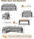 Aluminum Outdoor Patio Furniture Loveseat, All Weather Patio Conversation Sets with Washable Thick Cushion, Morden Patio Furniture Set for Porch, Balcony, Deck, Yard,Gray