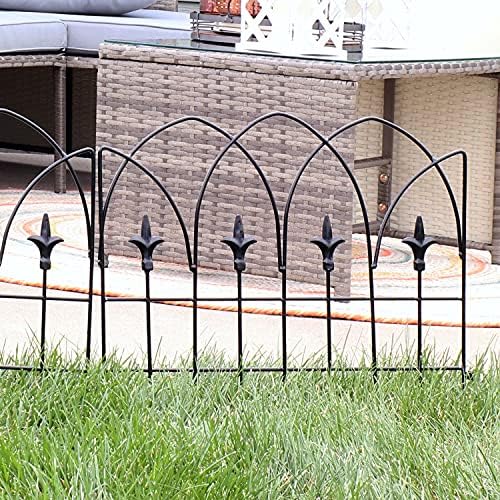 sunnydaze no dig decorative garden fence border, 5 showing dimensions