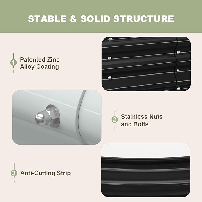 Raised Garden Bed, 6x3x1ft Galvanized Outdoor Planter Beds with Safety Edging and Gloves, Oval Metal Planter Box for Gardening Vegetables Flowers Herb-Black
