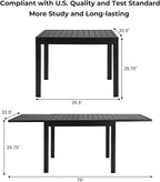 Grand patio 7-Piece Outdoor Dining Set for 6 with 1 Rectangle Expandable Table for 4-6 Person, Metal Woven Wicker Swivel Patio Chairs with Thickened Cushions for Yard, Poolside, Deck (Black)