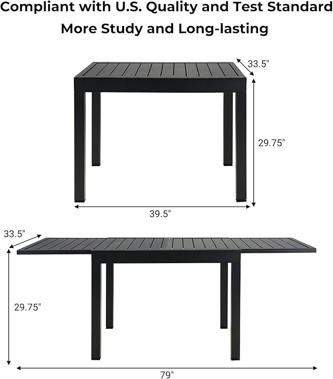 Grand patio 7-Piece Outdoor Dining Set for 6 with 1 Rectangle Expandable Table for 4-6 Person, Metal Woven Wicker Swivel Patio Chairs with Thickened Cushions for Yard, Poolside, Deck (Black)