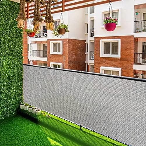 3'x50' gray balcony privacy screen fence outdoor patio, front angle view