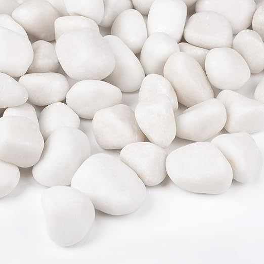 20 lbs White Rocks for Landscaping, 1-2 inch Decorative Rocks for Plants Indoor, Large Polished River Rocks for Garden, Outdoor Landscaping, Walkways, Yard, Plants Pots, Vases, Crafts