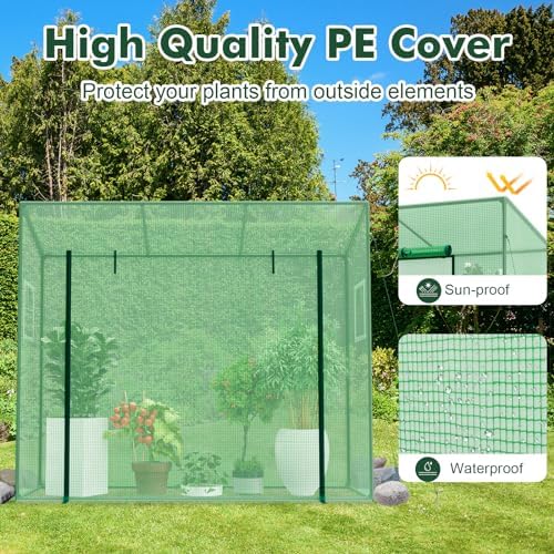 happygrill mini greenhouse, portable walk-in greenhouse with pe, close-up detail