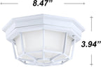 8.5 inch White Outdoor Flush Mount Ceiling Light LED 2700K 3000K 3500K 4000K 5000K 8.5” White Porch Outside Light for Balcony Octagonal LED Ceiling Lights,Aluminum Alloy,Glass,14W, 120V, 750lm-1000Lm