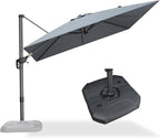 PURPLE LEAF 9 Feet Patio Umbrella with Base Outdoor Cantilever Square Umbrella Aluminum Offset Umbrella with 360-degree Rotation for Garden Deck Pool Patio Light Grey