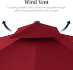 Best Choice Products 12x12ft LED Cantilever Patio Umbrella w/Base Included & 360° Rotation, Large Solar Offset Hanging Outdoor Sun Shade for Deck, Backyard Table w/Stand & Lights – Burgundy