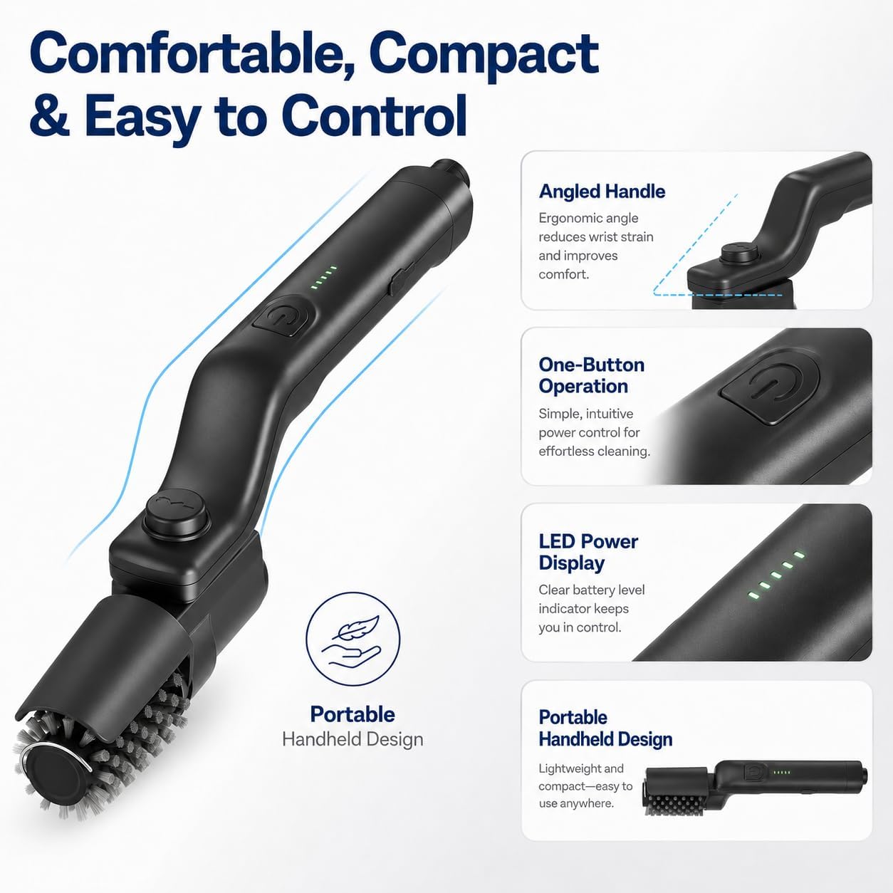 Electric Grill Brush, Spin 2-in-1 Electric Barbecue Brush Grill -Black | 2026 Brush with Bristle & Scouring Roller Heads, USB Rechargeable Grill Electric Brush for Grates, Pots, Sink & Stovetop
