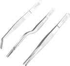 Gardening Tweezers Set, 3-Piece Stainless Steel Picking Tools | For Bonsai Plant Care, Succulent Transplanting, Includes 3 Sizes (6.15/6.3/6.5 Inches)