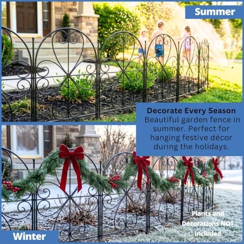 shoplala garden fence (20 panels) 12.5inx16.5in decorative metal, close-up detail