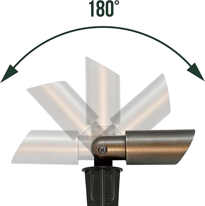 GKOLED Mini Size Brass Landscape Spotlight, Low Voltage 12V AC/DC Outdoor Directional Up Light, 180 LM, 3W MR8 LED Bulb ABS Ground Stake, 2700K Warm White, Garden Patio Trees Spot Uplight