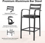VINGLI 3-Piece Outdoor Bar Set, Aluminum Bar Height Table & 2 Chairs with Cushions, Outdoor Bistro Set for Patio, Backyard, Poolside, Garden(Gray)