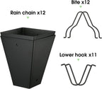 te deum square link rain chain, 8.5 feet showing dimensions