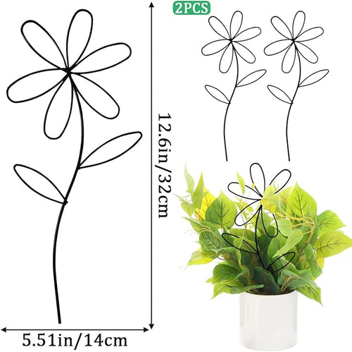 2 Pcs Indoor Plant Trellis, Mini Garden Trellis for Potted Plants, Indoor Potted Plant Climbing Plants Flower Pots Supports with Cute Floral Patterns for Houseplant Vine lvy Flower Plant