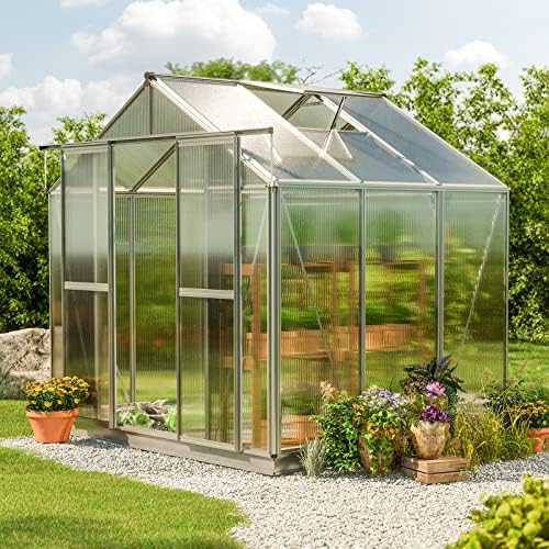 saphir 3 8.5x6.4 ft walk in greenhouse shown in use