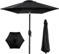 Best Choice Products 7.5ft Heavy-Duty Round Outdoor Market Table Patio Umbrella w/Steel Pole, Push Button Tilt, Easy Crank Lift - Black