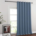 NICETOWN Blackout Sliding Glass Door Curtains, Room Darkening Thermal Insulated Curtains for Living Room Bedroom, Extra Wide Window Drapes, 1 Panel, W80 x L118, Stone Blue