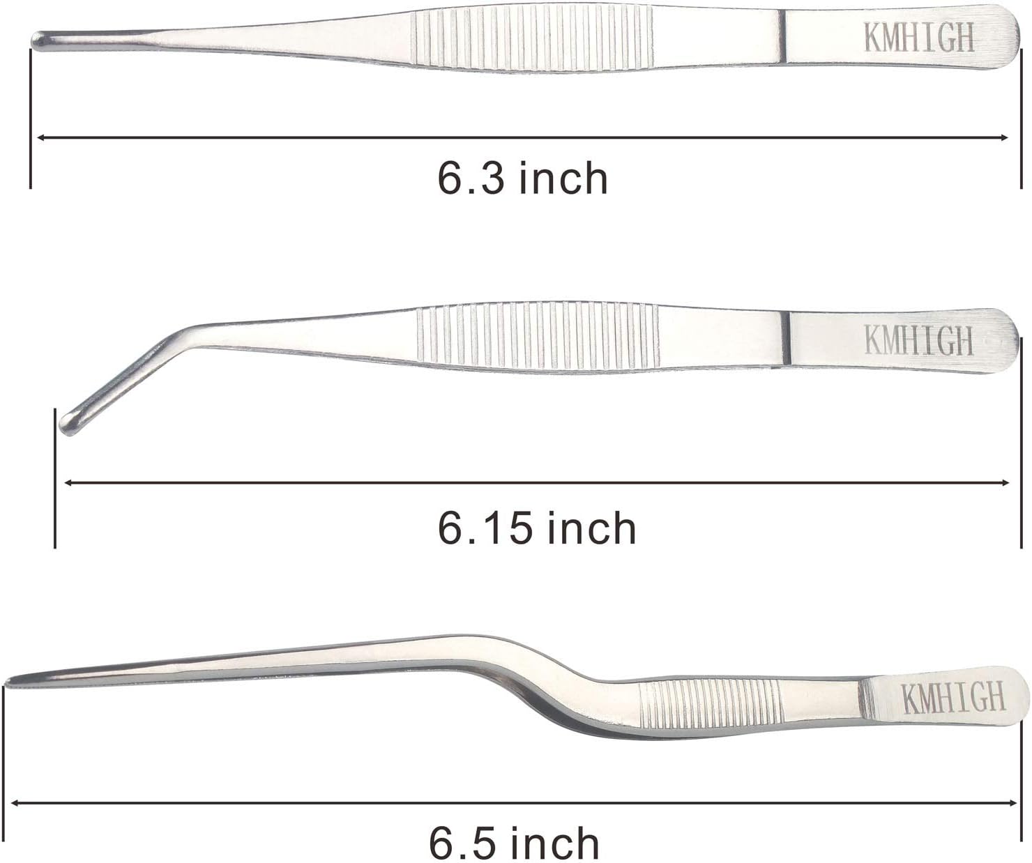 Gardening Tweezers Set, 3-Piece Stainless Steel Picking Tools | For Bonsai Plant Care, Succulent Transplanting, Includes 3 Sizes (6.15/6.3/6.5 Inches)