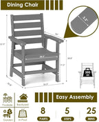 GREENVINES Outdoor Dining Chair | HDPE | Patio Chairs | All-Weather | Grey