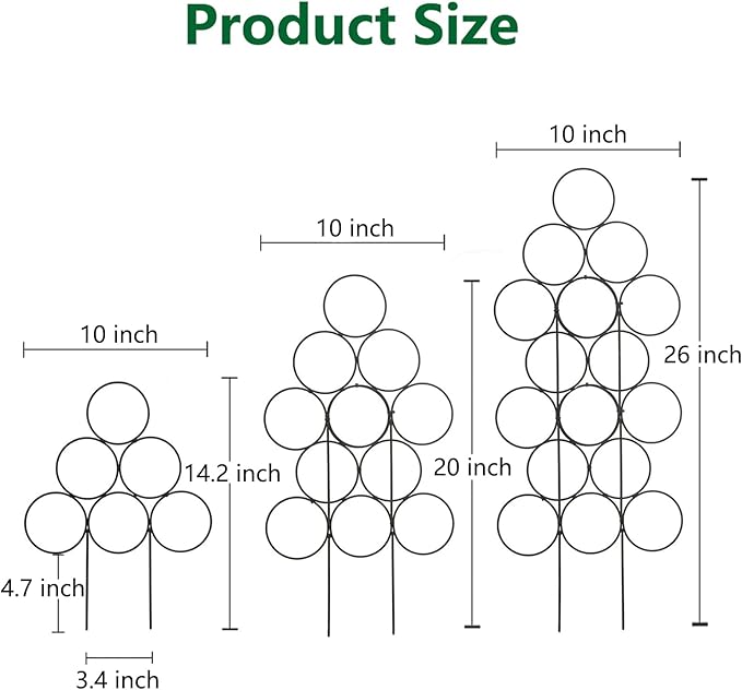 Trellis for Climbing Plants Indoor,4 Pack Stackable Garden Trellis for Potted Plant Support, 15.7 Inch Small Houseplant Metal Wire Trellis for Vine Ivy Rose Plant Trellis (Black)