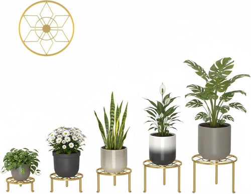 5 Pack Metal Plant Stands 5-Pack Round Supports Display Rack Tiered Plant Stand Shelf For Indoor Outdoor Multiple Plants Decoration Rack Shelf for Home