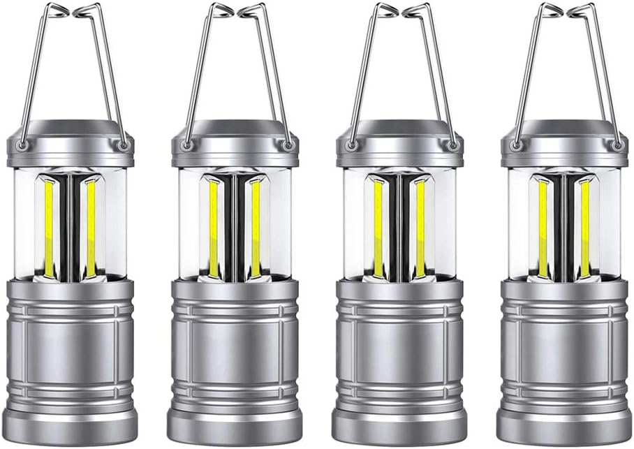 LED Camping Lantern Lights - 500 Lumens Collapsible Camping Lights - Power Outage Lantern Battery Powered for Emergency, Hurricane, Storms, 4 Pack