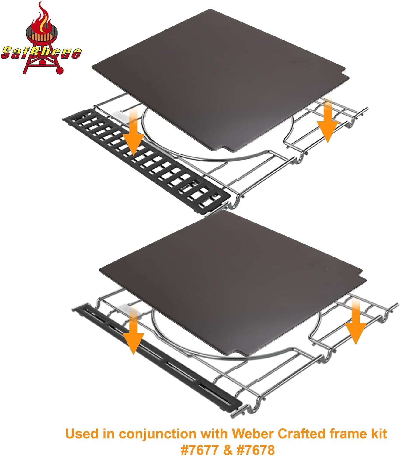 7671 Crafted Glazed Baking Stone for Weber Genesis - Pizza Stone for Grill | Fits Genesis E/S/EPX/SPX 325/335/435&SmokeFire. 16.25"x16". Cordierite stone,glazed non-stick. Heat-safe.Crispy pizza crusts.