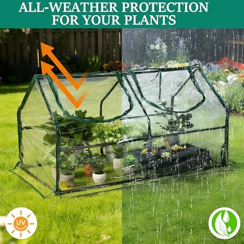 indoor greenhouse with grow light, 47.2" l x showing dimensions
