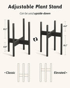 Adjustable Plant Stand Indoor, Bamboo Plant Stand Fits 8 9 10 11 12 Inches, Small Corner Planter Holder for Indoor Plants, Single Floor Plant Stands for Living Room Balcony, Inky