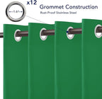 PureFit Outdoor Curtains for Patio Waterproof Weatherproof, UV and Fade Resistant Outside Curtains for Gazebo, Front Porch, Pergola, Sun Blocking Privacy Curtain, 100W x 84L inch, 1 Panel, Green