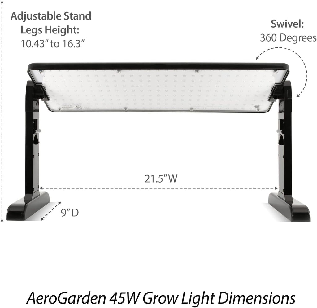 AeroGarden 45W LED Grow Light Panel | Grow Light for Plants, Includes Stand and Hanging Kit