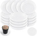 20 Pack Clear Plant Saucer 4.5 Inches Plastic Drip Trays to Catch Water | Round plastic flower pot saucers for indoors and outdoors catch drainage water to protect floors, shelves, decks and patios.