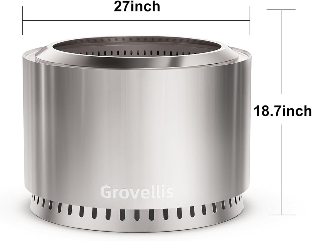 27 inch smokeless fire pit with waterproof cover, package contents
