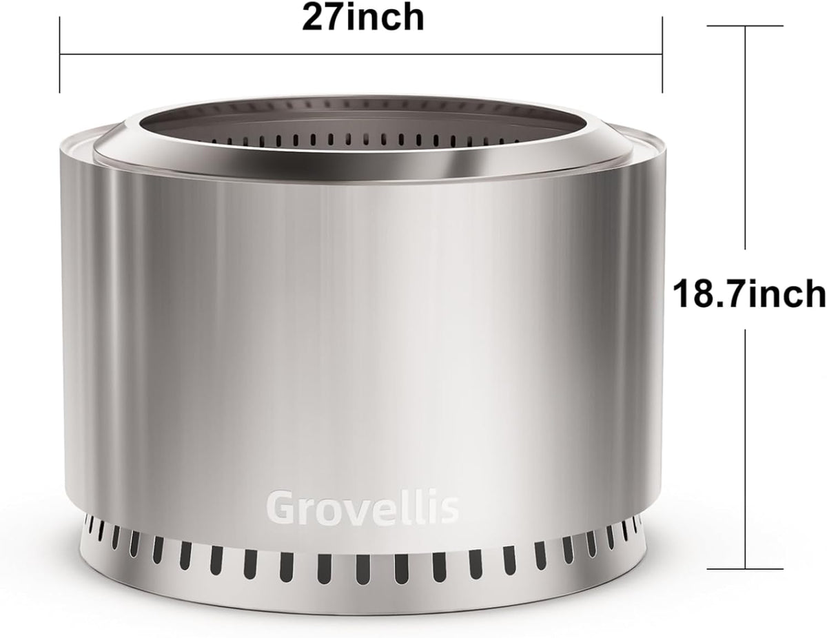 27 inch smokeless fire pit with waterproof cover, package contents