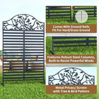 metal outdoor privacy screen freestanding decorative fence, black, side view