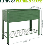 2-Pack Raised Garden Beds - Galvanized Steel Planter Boxes, 400 lb Capacity, 5 Drainage Holes & 2 Flow Channels, Elevated Garden Bed with Mesh Bottom for Outdoor Gardening