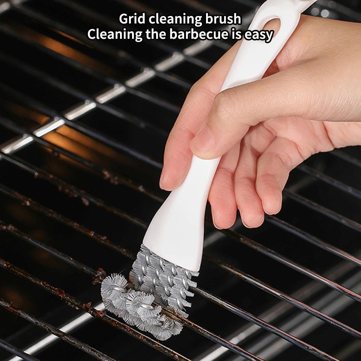 1PC Grill Brush V-Shaped Hook Brush and Scraper Multi-Function Grill Kit Grid Cleaning Brush Kitchen Gadgets