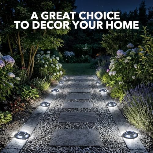 agptek solar driveway lights outdoor 12 pack, 2, front angle view