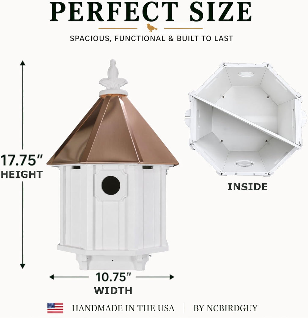Bluebird Songbird Duplex Bird House, Copper Roof, Made in The USA (4" x 4" Mount)
