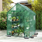 giantex walk-in greenhouse, gardening plant tent with roll-up showing dimensions