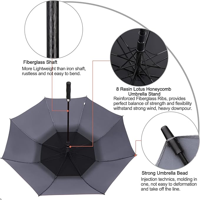 G4Free 47/54/62/68/72 Inch Automatic Open Golf Umbrella Oversize Extra Large Double Canopy Vented Windproof Waterproof Stick Umbrellas