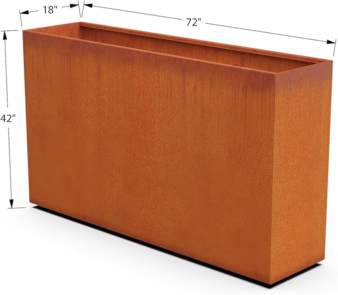 Plantercraft Large Rectangular Planters for Outdoor Plants – 72x18x42 Inch Corten Steel Planter, Extra Large Outdoor Planter Box for Patio Privacy Screen & Garden Divider, Fully Assembled
