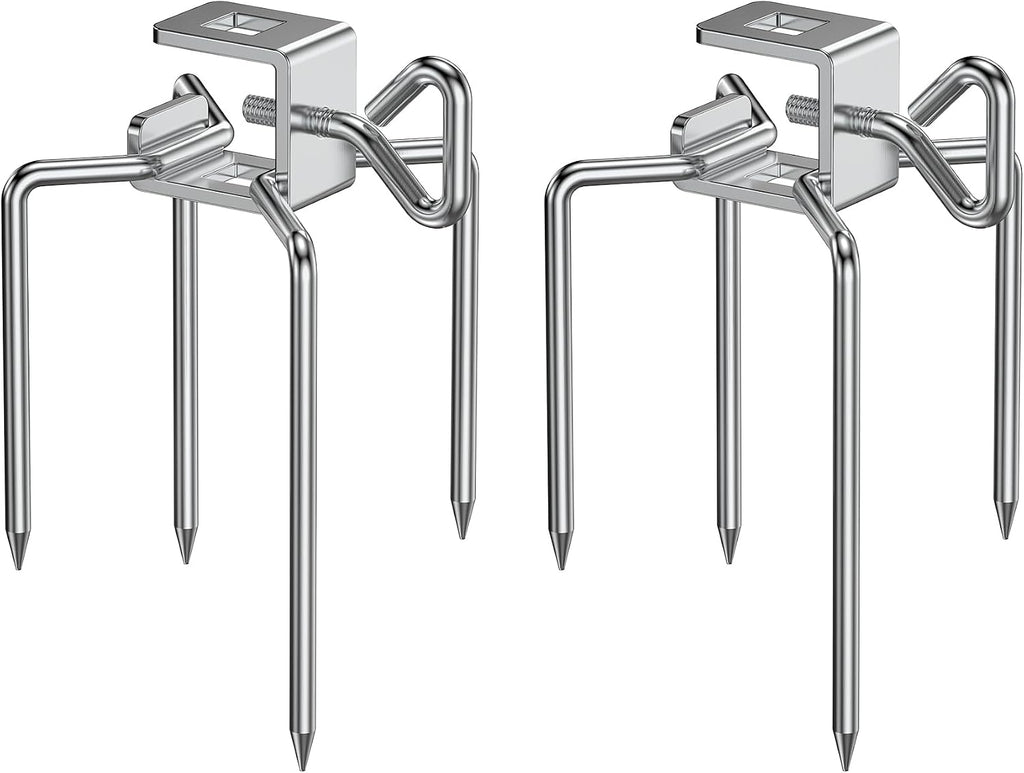 6102 Stainless Steel Rotisserie Meat Forks, For Any Gas/Charcoal Grills | 1-Pair, Fits for 3/8" and 5/16" Square Spit Rods