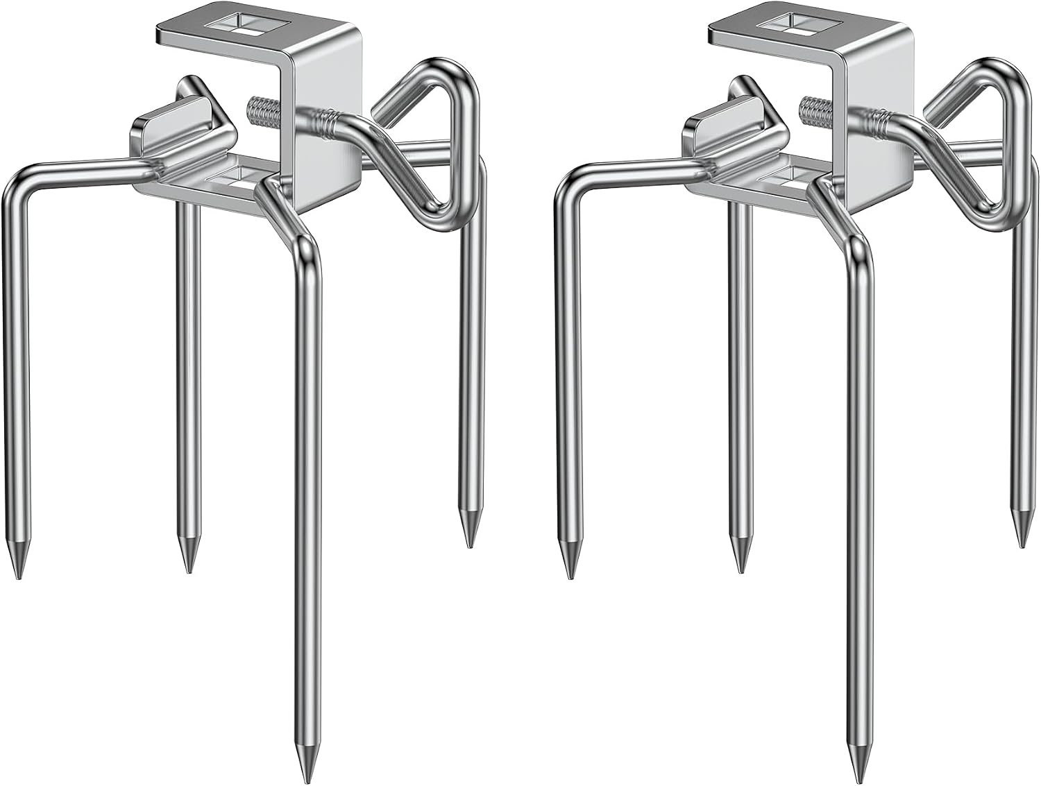 6102 Stainless Steel Rotisserie Meat Forks, For Any Gas/Charcoal Grills | 1-Pair, Fits for 3/8" and 5/16" Square Spit Rods