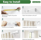 Curtain Rods for Windows 28 to 48, 1 Inch Adjustable White Heavy Duty Curtain Rod, Modern Style Indoor Outdoor Drapery Rods with End Caps, Size 32" - 60"
