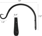 Worth Garden 6-Pack 10" Plant Hanger Bracket - Hand-Forged Wrought Iron Powder-Coated Heavy Duty Wall Hooks - Black Curved Plant Hanging Hooks for Bird Feeders, Flower Baskets, Indoor & Outdoor Use