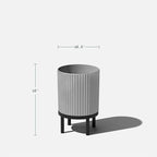 Veradek Demi Series Round Planter w/Stand for Porch/Patio | Durable Plastic-Stone Composite & Wooden Stand | Modern Décor for Tall Plants, Flowers