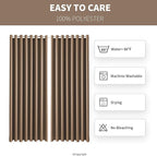 Waterproof Outdoor Curtain W105 x L108 - Grommet Top Sunlight Blocking Window Treatment Drapes Blackout Curtains for Home Bedroom Living Room Outdoor Patio Porch Pergola, Camel Brown, 2 Panels