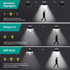 Solar Outdoor Lights - 3000LM 188 LED Motion Sensor Outdoor Lights, 4 Heads IP65 Waterproof Powered Security Flood Lights, 270°Wide Lighting Angle Wall Light with Sensors for Backyard Yard